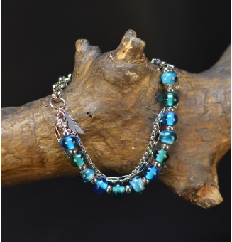 Bracelet multirangs bleu et...