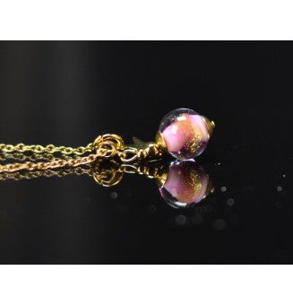 copy of Collier court rose avec feuille d’or en verre filé – Étoile – Acier inoxydable doré
