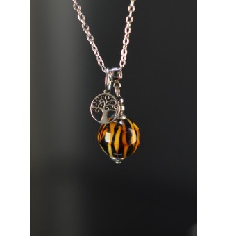 Collier court perle léopard...