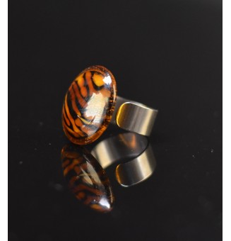 Bague Léopard en verre filé...