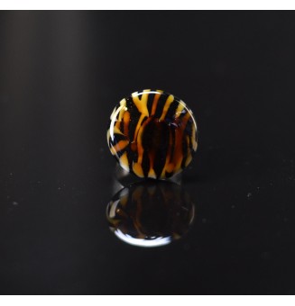 Bague Léopard en verre filé – Acier inoxydable argenté – Réglable