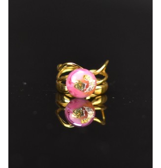 Bague rose avec feuille...