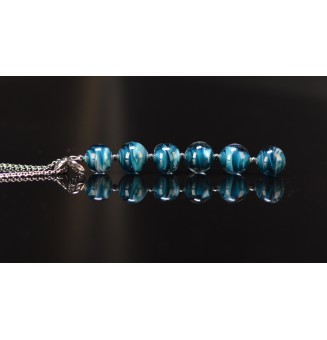 Collier long Éclat de Joie bleu pétrole avec Arbre de Vie – Acier inoxydable argenté