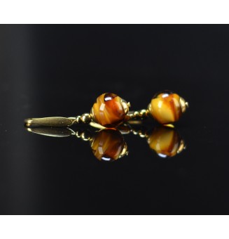 Boucles d'oreilles ambrées en verre filé – Acier inoxydable doré