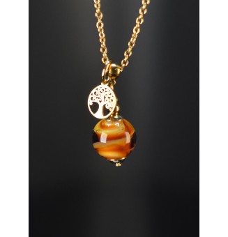 Collier court ambré avec...