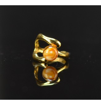 Bague réglable marron ambré...