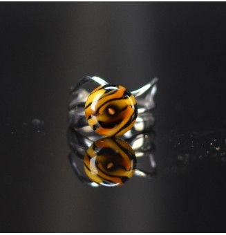 Bague léopard en verre filé – Acier inoxydable argenté