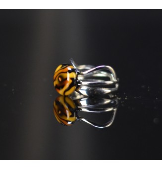 Bague léopard en verre filé – Acier inoxydable argenté