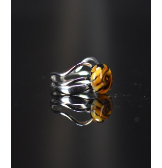 Bague léopard en verre filé – Acier inoxydable argenté