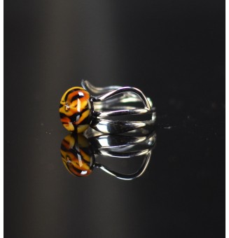 Bague léopard en verre filé – Acier inoxydable argenté