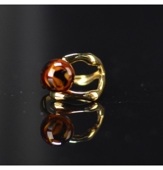 Bague Léopard originale en verre filé – Acier inoxydable doré