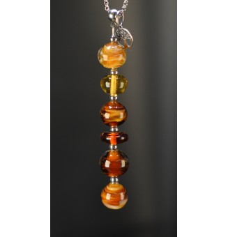 Collier long "Éclat de Joie" ambré – Perles en verre filé et arbre de vie