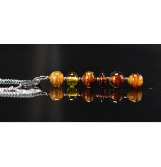 Collier long "Éclat de Joie" ambré – Perles en verre filé et arbre de vie