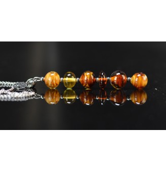 Collier long "Éclat de Joie" ambré – Perles en verre filé et arbre de vie