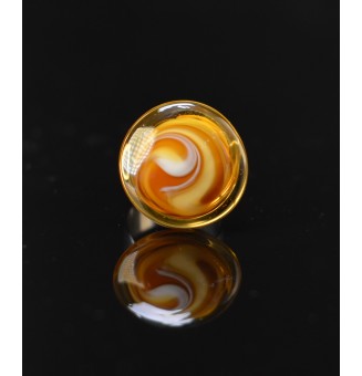 Bague réglable marron ambré...
