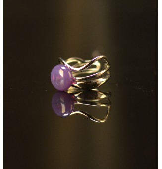 Bague violette triple anneau en verre filé – Acier inoxydable argenté