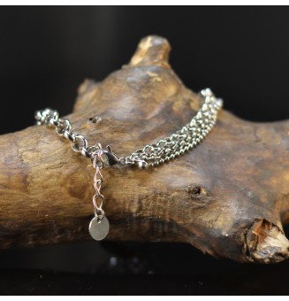 Bracelet multirangs léopard en verre filé avec étoile – Acier inoxydable argenté