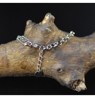 Bracelet multirangs violet en verre filé avec étoile – Acier inoxydable argenté
