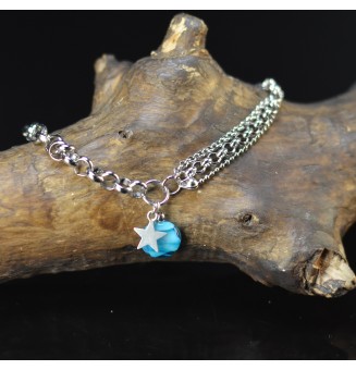 Bracelet multirangs bleu à...