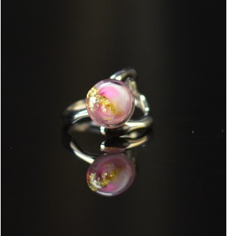 Bague rose avec feuille...