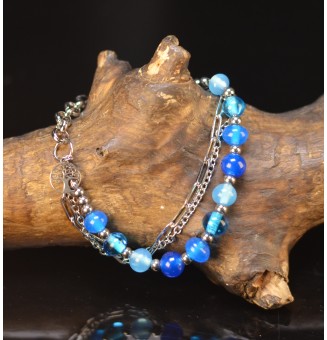 Bracelet multirangs bleu...