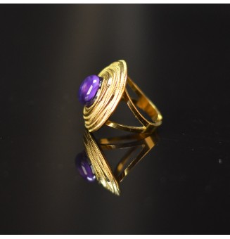 Bague dorée en verre filé...