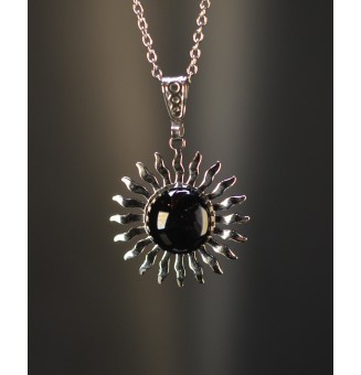 Collier Soleil argenté avec...