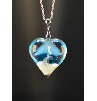 Collier gros cœur sable et...
