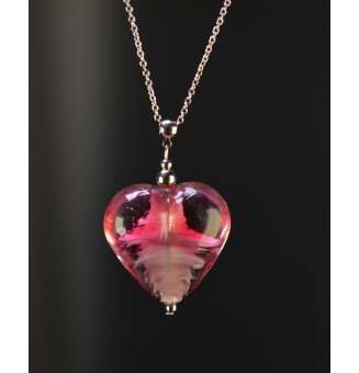 Collier gros cœur violet et...