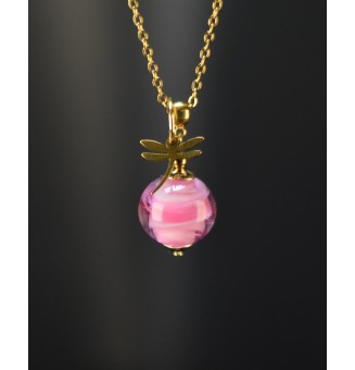 Collier court ROSE en verre...