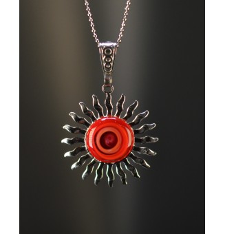 Collier Soleil argenté avec...