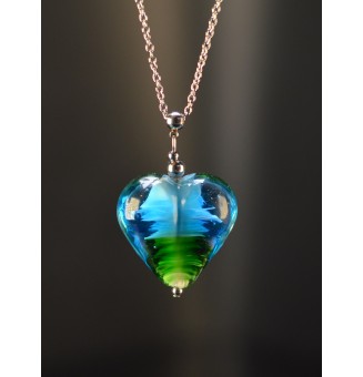 Collier cœur bleu et vert...