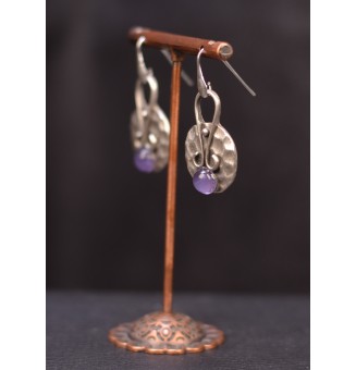 nouveau modele * Boucles d'oreilles violet crocus perles de verre filé, crochets argent massif