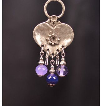 collier 76 cm perles de verre violet en verre filé