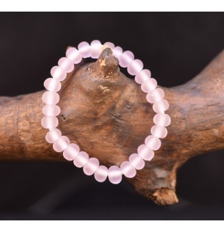 Bracelet en perles de verre rose dépoli perles de verre filé elastique