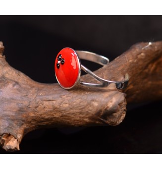 bracelet rigide réglable avec gros cabochon de verre