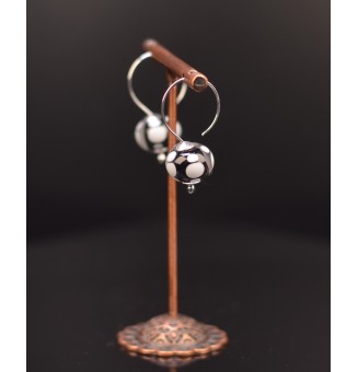 ARGENT MASSIF boucles d'oreilles avec perles de verre  interchangeables