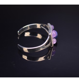 Bracelet rigide réglable avec perles de verre violet