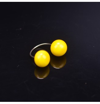 bague jaune citron avec perles vissées interchangeables en acier inoxydable