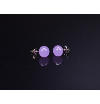 puces d'oreilles Acier Inoxydable en verre violet crocus
