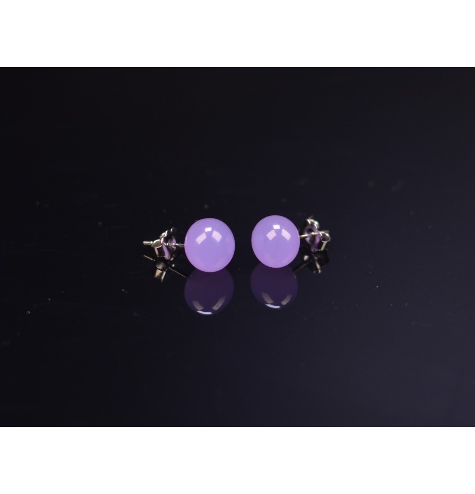 puces d'oreilles Acier Inoxydable en verre violet crocus