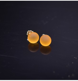 puces d'oreilles Acier Inoxydable en verre ambre dépoli