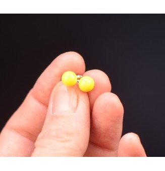 puces d'oreilles Acier Inoxydable en verre jaune citron