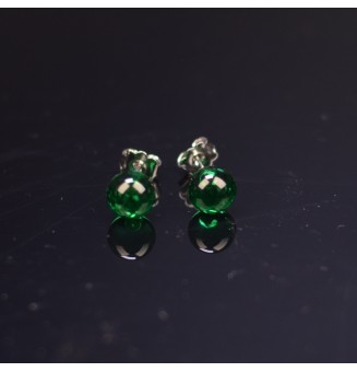 puces d'oreilles Acier Inoxydable en verre vert émeraude