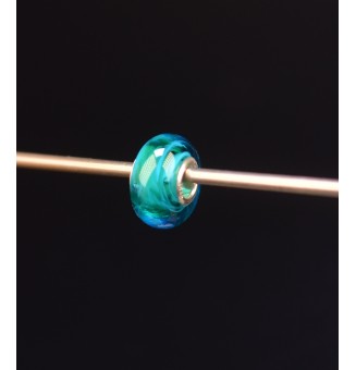 1 perle de verre trou 5 mm oeillets argent massif Bleu vert