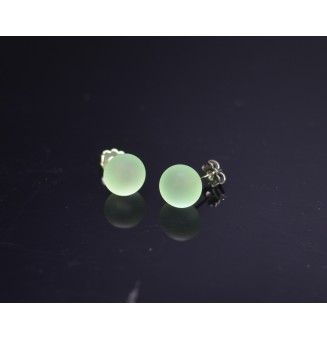 puces d'oreilles Acier Inoxydable en verre Vert dépoli