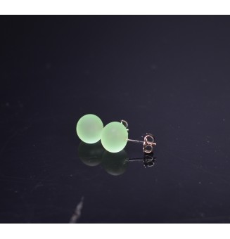 puces d'oreilles Acier Inoxydable en verre Vert dépoli
