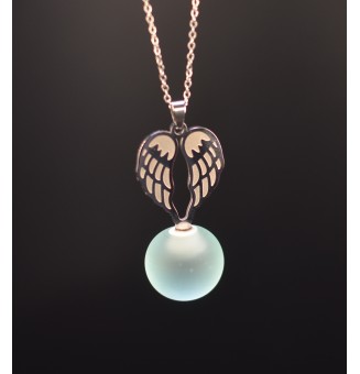 collier ailes d'ange bleu perle de verre