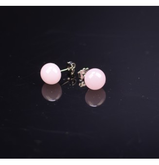 puces d'oreilles Acier Inoxydable en verre rose opale