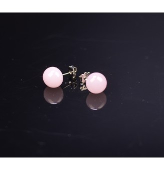puces d'oreilles Acier Inoxydable en verre rose opale